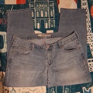 Old Navy Light Blue Distressed Boyfriend Jeans. Size 10